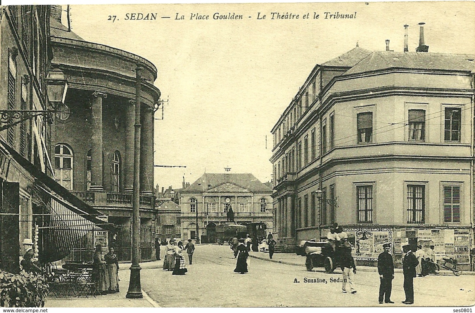 08 Ardennes SEDAN La Place Goulden Le Théatre Et Le Tribunal Animée - Sedan