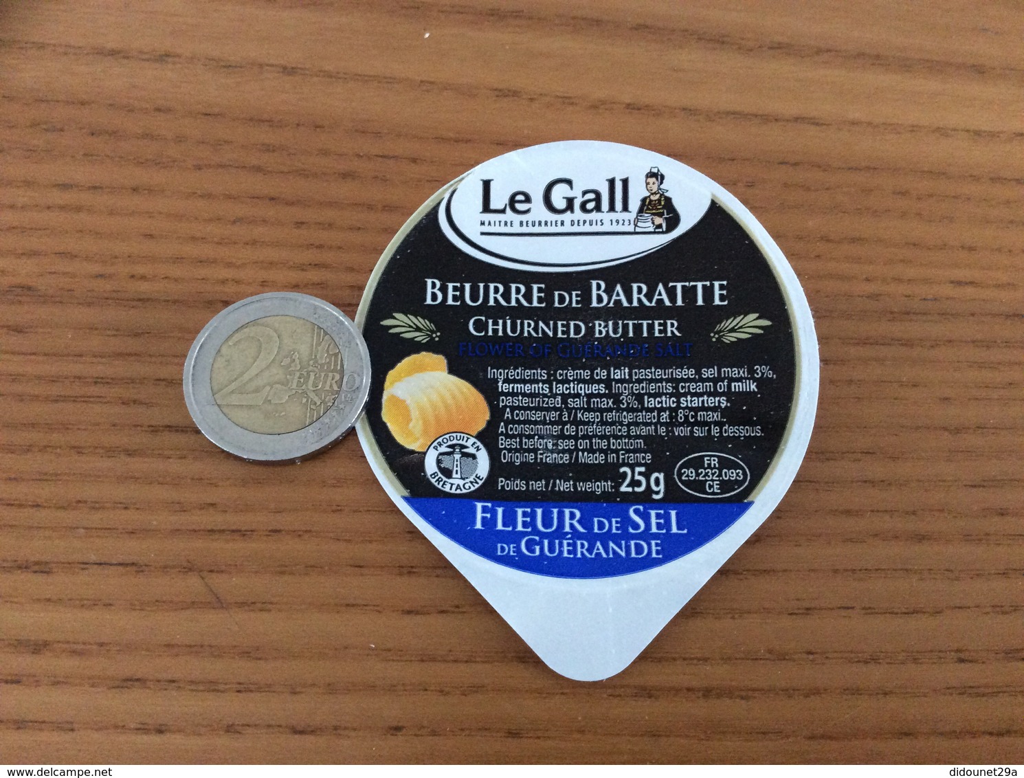 étiquette « BEURRE DE BARATTE Le Gall » 25g - Fromage