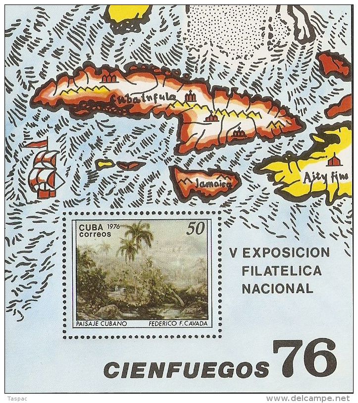 1976 Mi# Block 48 ** MNH - Landscape, By F. Cadava / Painting / Map - Nuevos