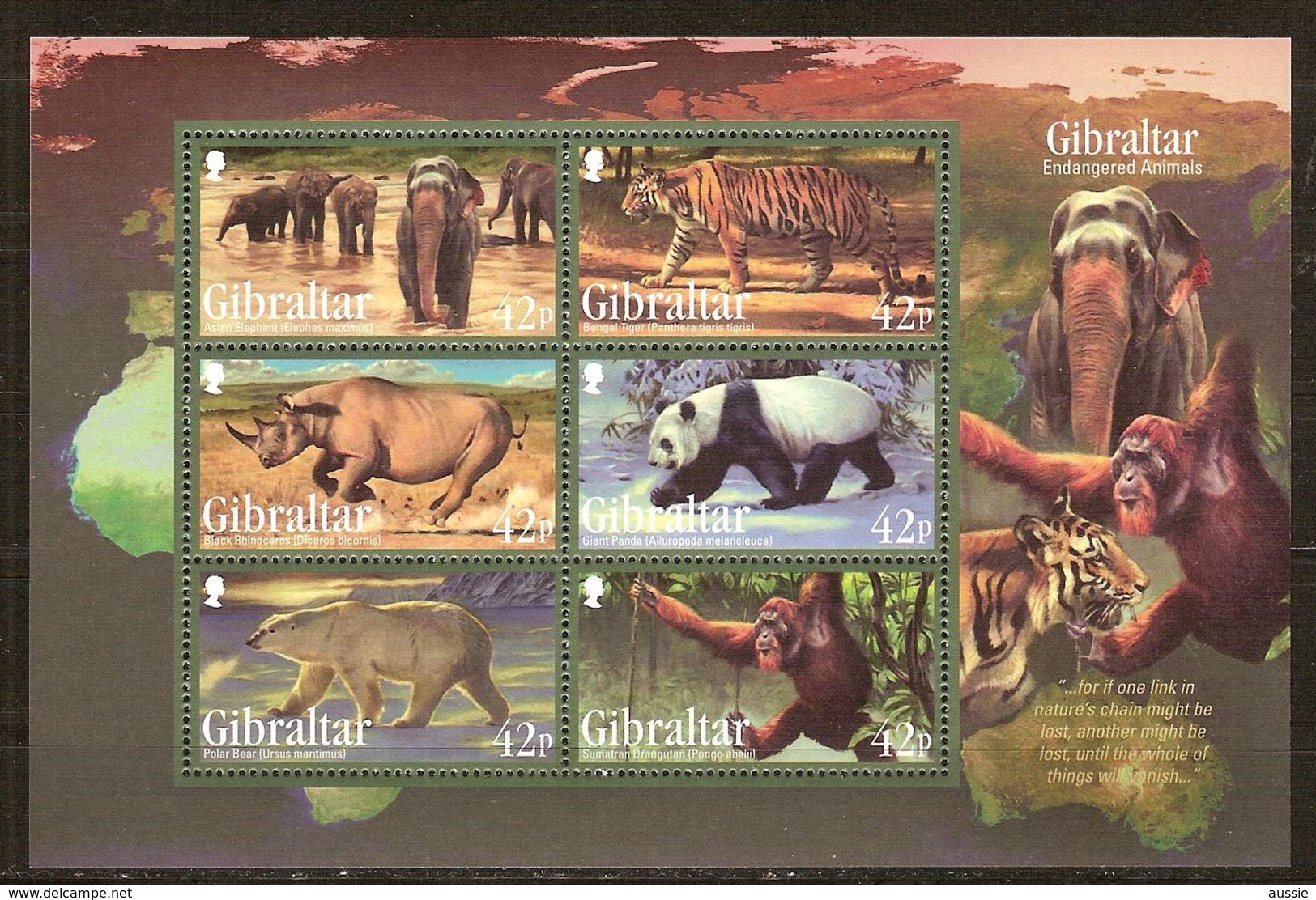 Gibraltar 2011 Yvertn° Bloc 103  *** MNH Cote 9 Euro Faune Endangered Animals - Gibraltar