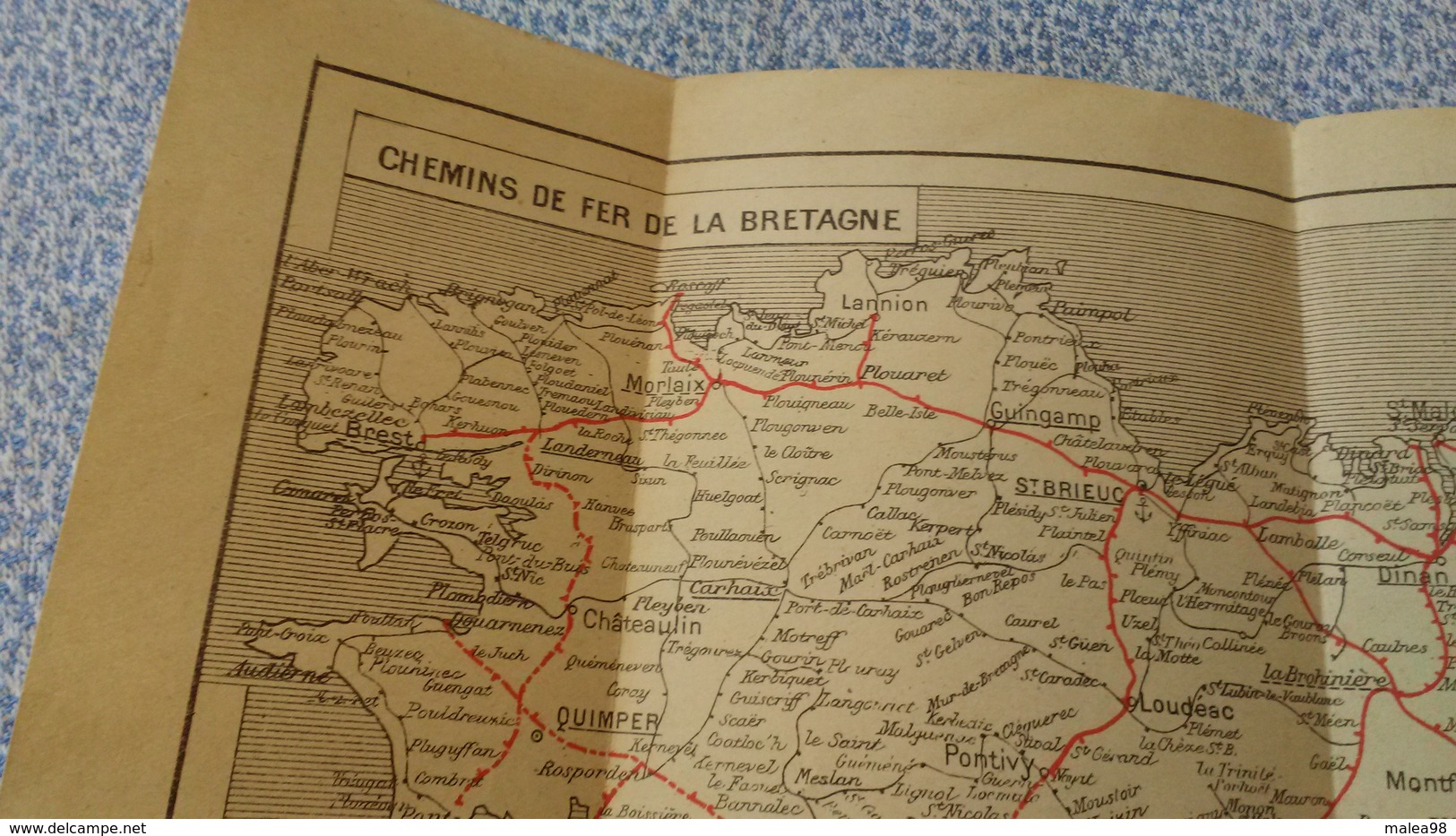 PLAN DES CHEMINS De  FER  DE LA   BRETAGNE De    BREST A ORLEANS,,,,, - Europe