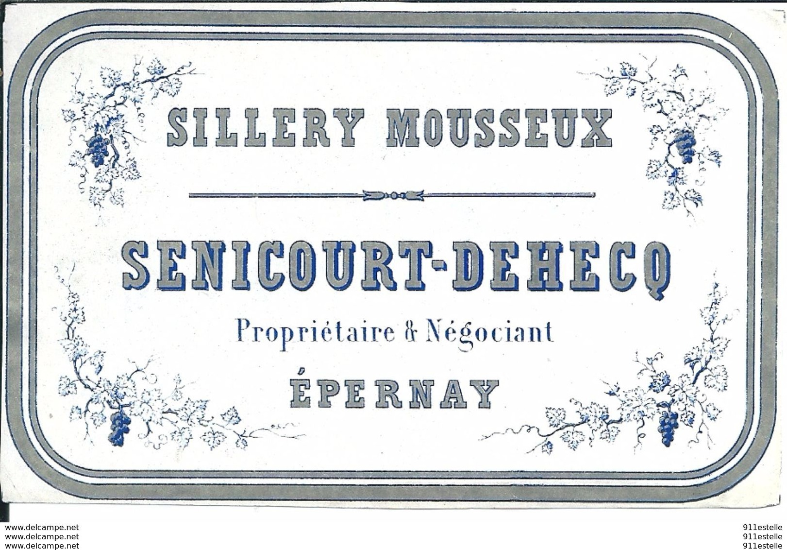 SILLERY MOUSSEUX  SENICOURT DEHECQ  à  EPERNAY - Champagne