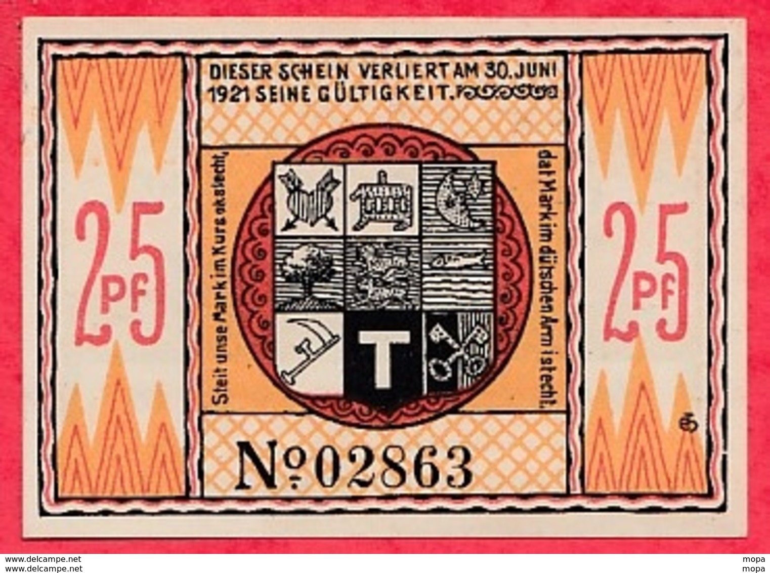 Allemagne 1 Notgeld  25 Pfenning Steinfeld état  Lot N °1803 - Collezioni