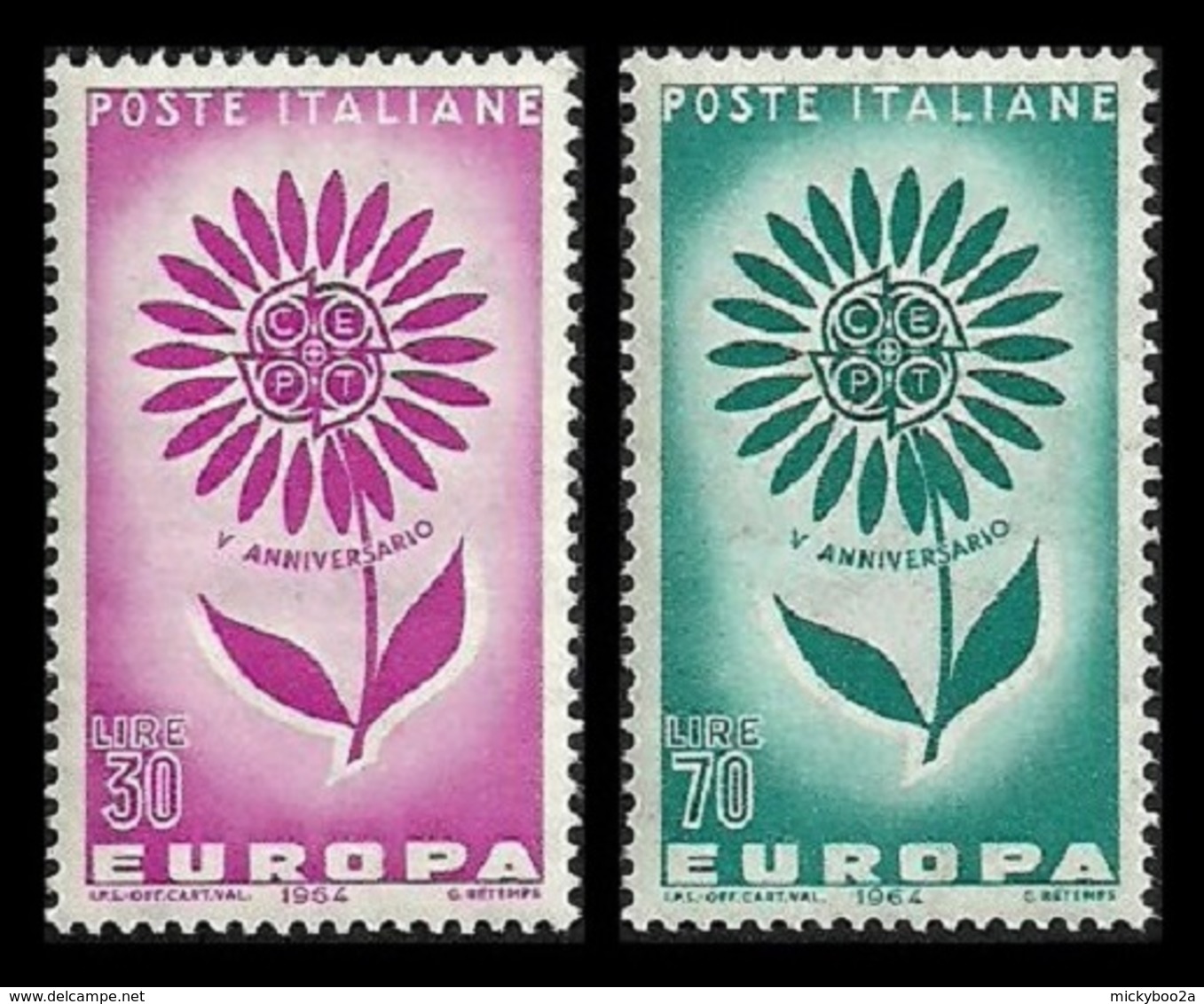 ITALY 1964 EUROPA FLOWER OMNIBUS SET MNH - 1946-60: Mint/hinged