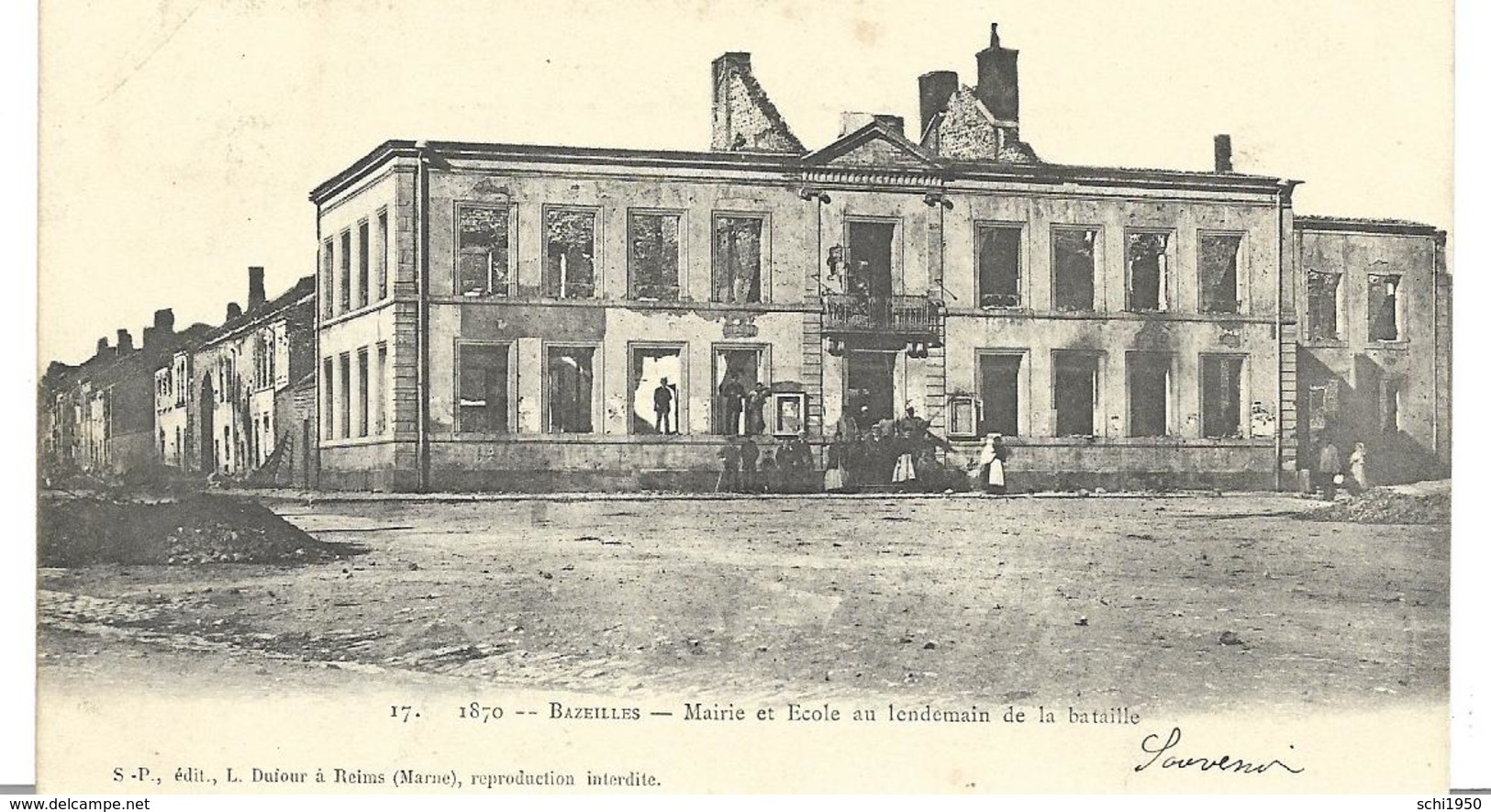 ~ JP ~ 08 ~   1870  ~   BAZEILLES  . Mairie Et écolz Au Lendemain De La Bataille - Otros & Sin Clasificación