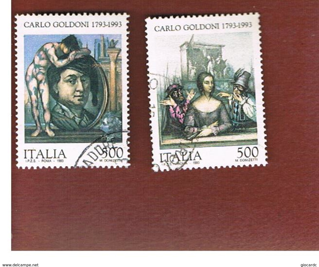 ITALIA REPUBBLICA  - SASS. 2047.2048    -   1993  CARLO GOLDONI      -            USATO - 1991-00: Usados