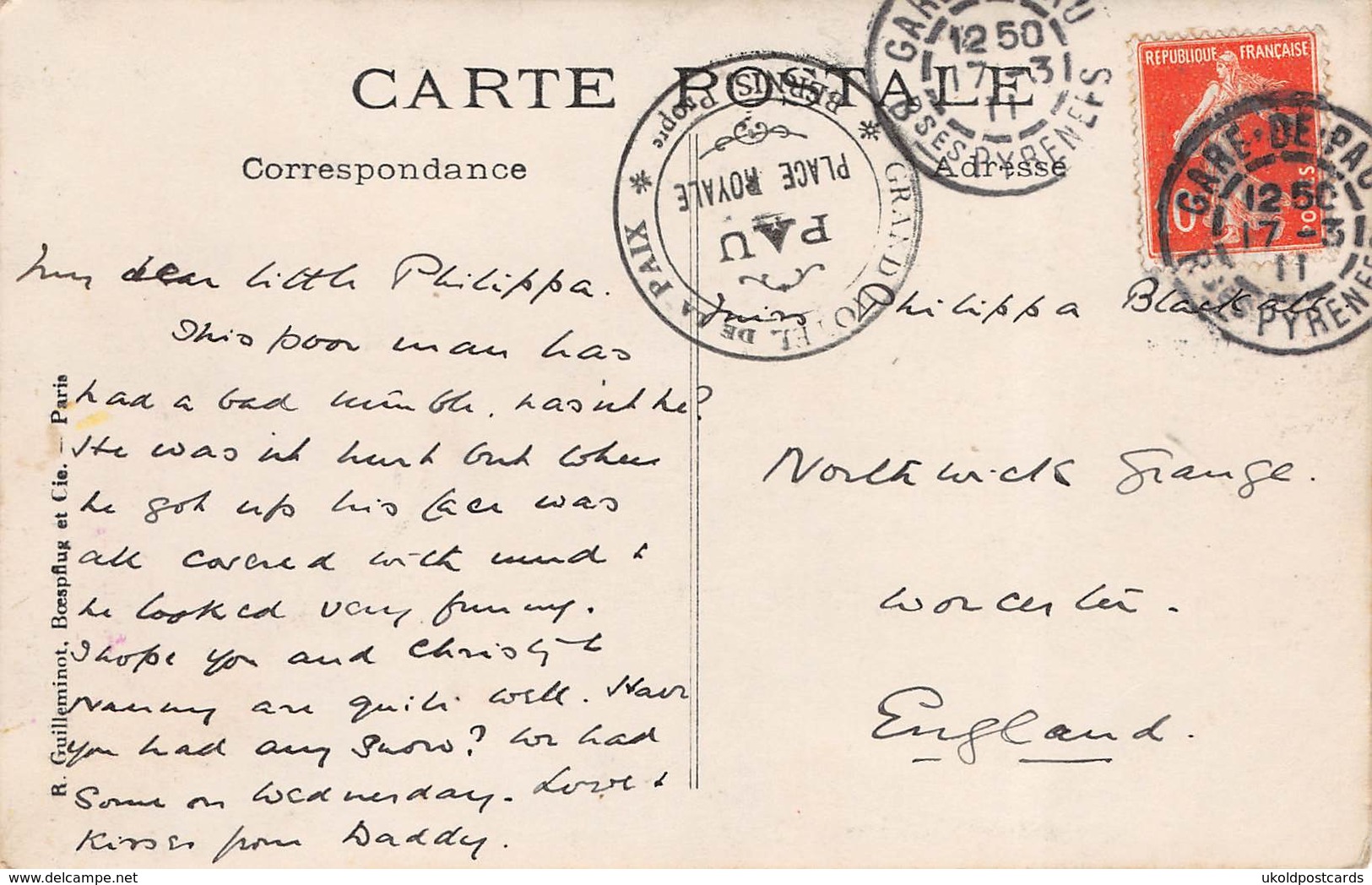 CPA -  64, PAU, Concours Hippique 1911, La Chute - Carte Photo J. Callizo - Pau