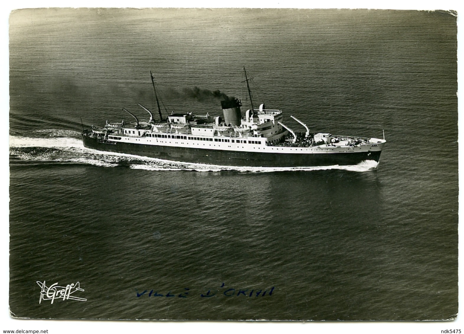 CIE GLE TRANS. : S.S. VILLE D'ORAN (10 X 15cms Approx.) - Steamers