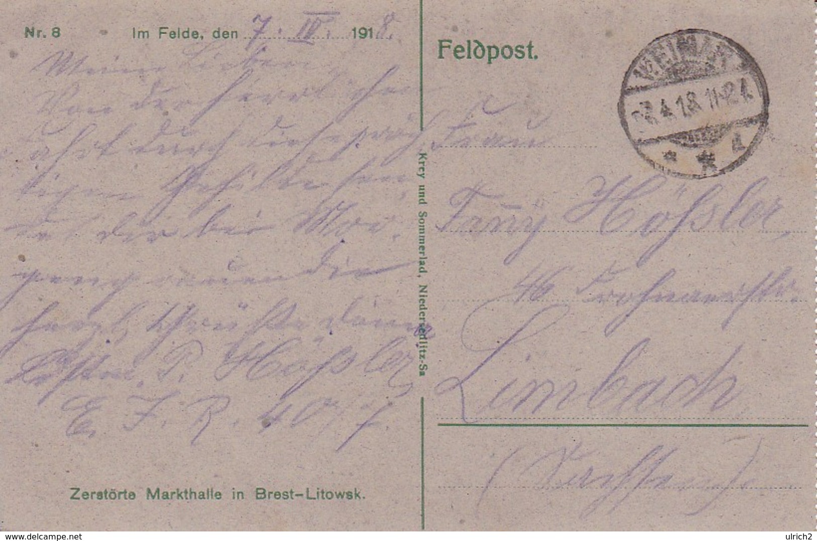 AK Brest-Litowsk - Zerstörte Markthalle - Feldpost - 1918 (34850) - Weißrussland