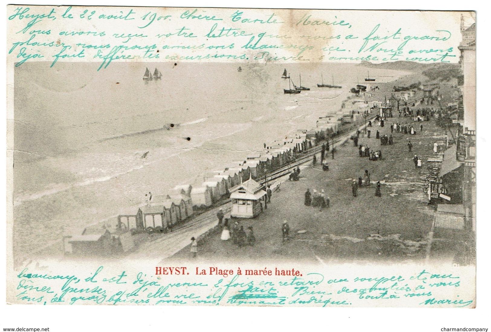 Heyst - La Plage à Marée Haute - 1900 -  2 Scans - Heist