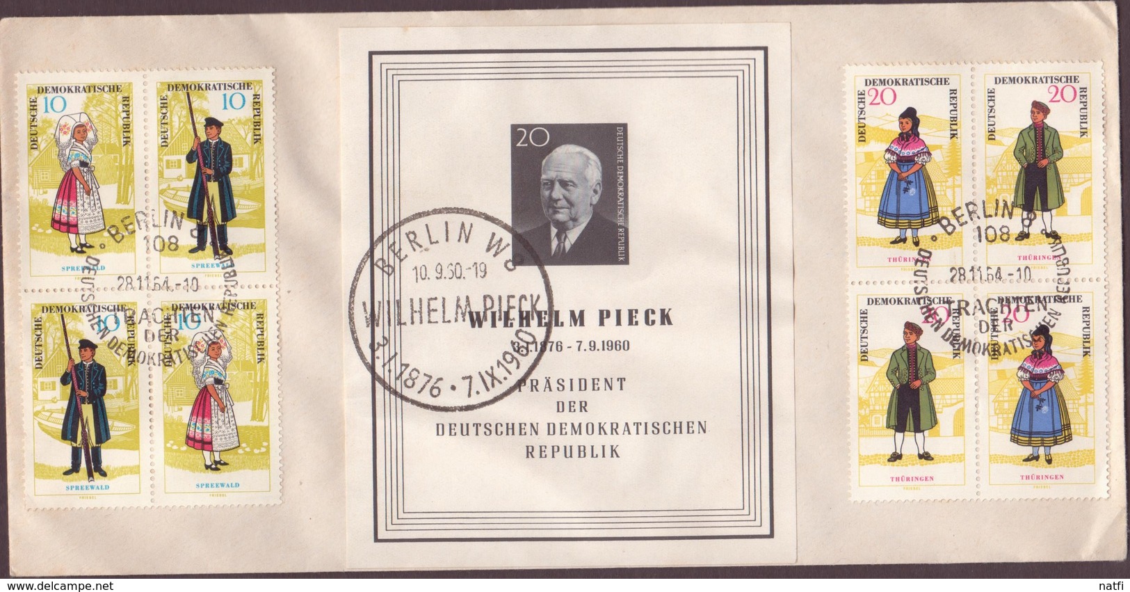 ENVELOPPE TIMBRE BLOC ET TIMBRES  1960 BERLIN  8 WILHELM PIECK  VOIR PHOTO - Lettres & Documents