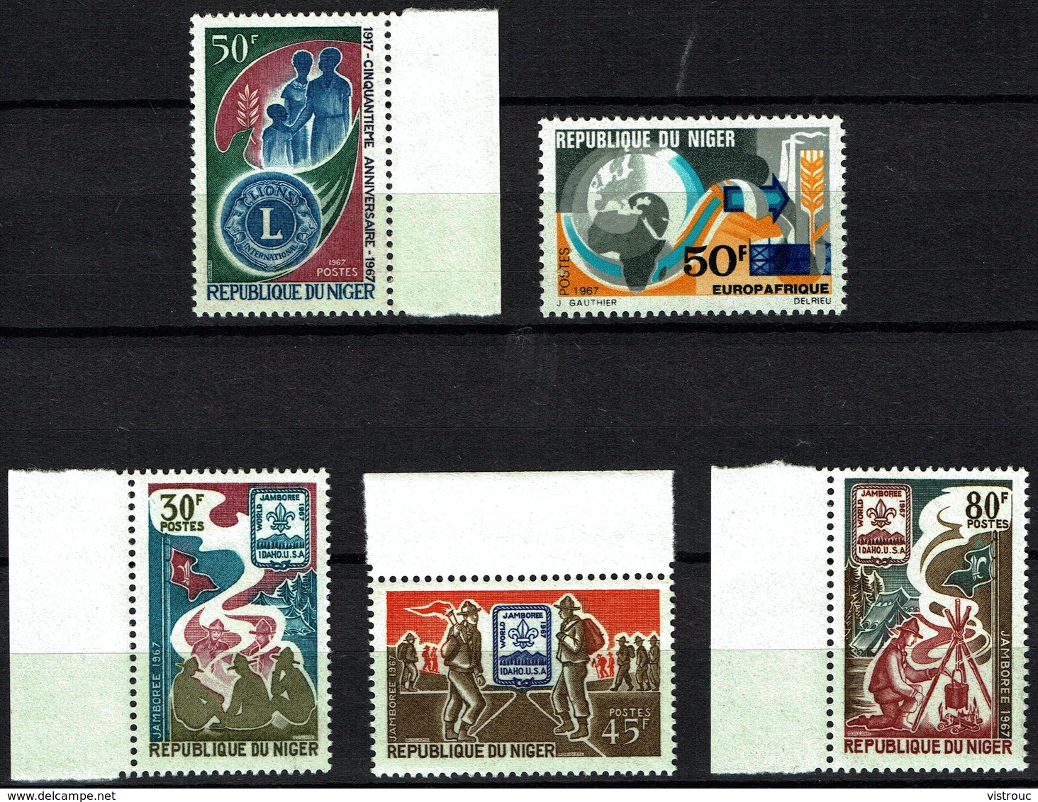 NIGER - Y/T N° 197, 199/201 Et 205 - ** - 5 Valeurs - Lions International, Jamboree Mondial Et Europafrique. - Niger (1960-...)