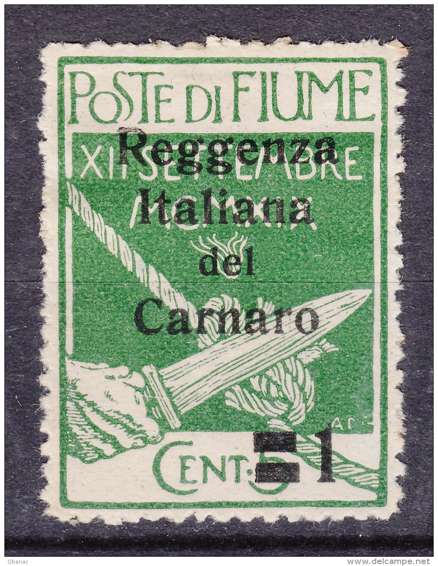 Fiume 1920 Carnaro, Sassone#131 Michel#1 Mint Hinged - Fiume