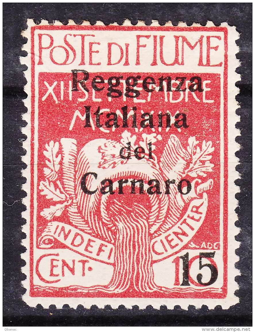 Fiume 1920 Carnaro, Sassone#135 Michel#5 Mint Hinged - Fiume