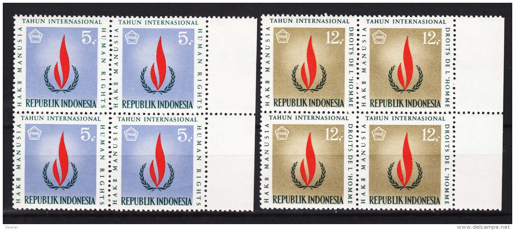 Indonesia 1968 Mi#596-597 Mint Never Hinged Blocks Of Four - Indonésie