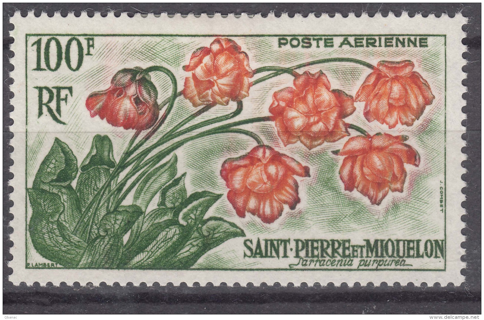 St. Pierre &amp; Miquelon 1962 Flowers Mi#393 Mint Hinged - Ungebraucht