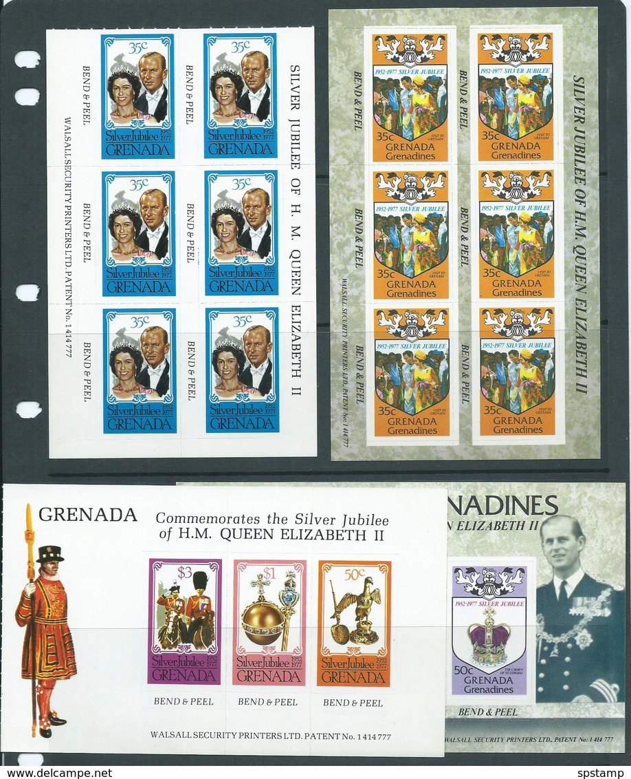 Grenada & Grenadines 1977 Silver Jubilee Booklet Panes X 4 Different - Grenada (1974-...)