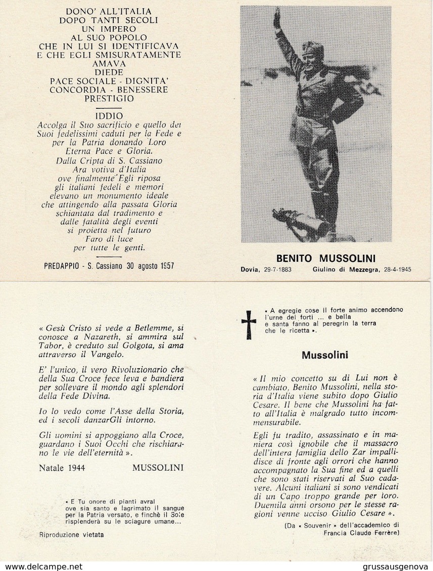 16302) LUTTINO BENITO MUSSOLINI STAMPATO A PREDAPPIO 1957 - Documenti Storici