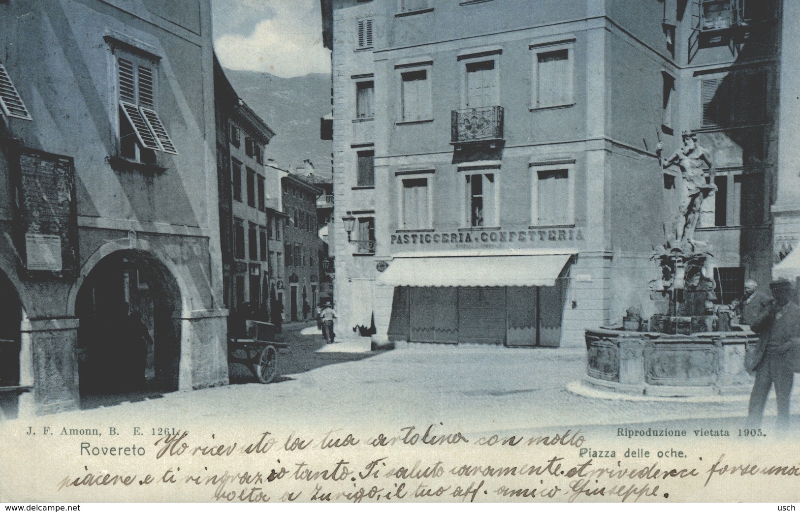 ITALIA - ITALY - TRENTINO - ROVERETO, Piazza Delle Oche - 1905 - Altri & Non Classificati