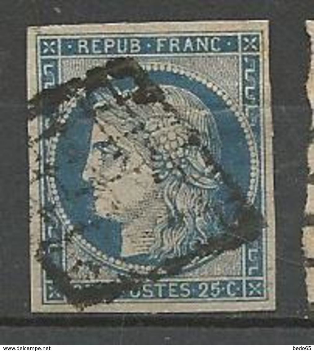 CERES N° 4 BLEU OBL  PLI - 1849-1850 Cérès