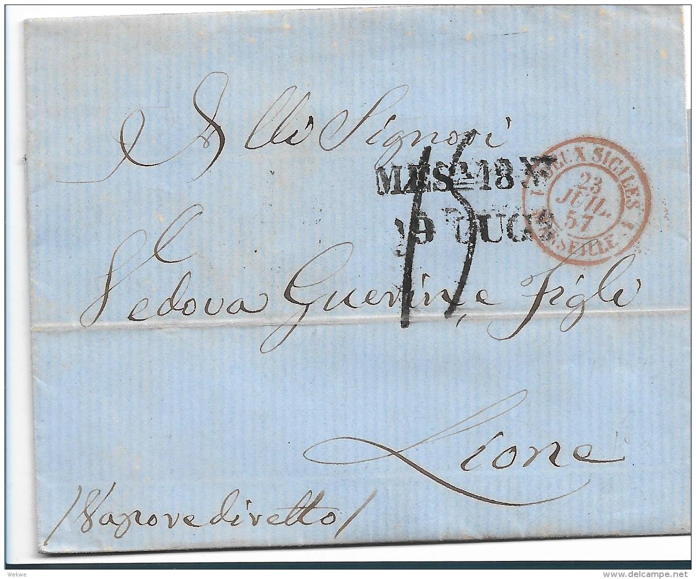 Ivo126 /  ITALIEN - Schiffspost Sizilien Nach Lione, Frankreich - Sicilia