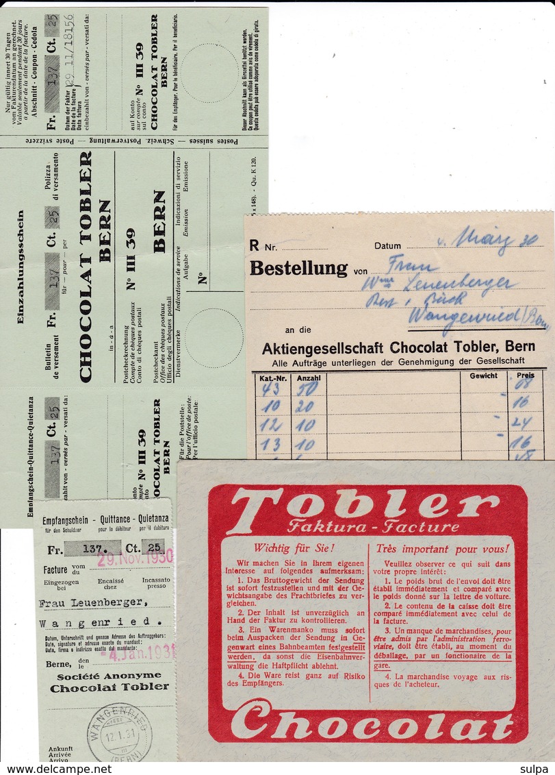 Chocolat TOBLER, 4 Documents - Suisse