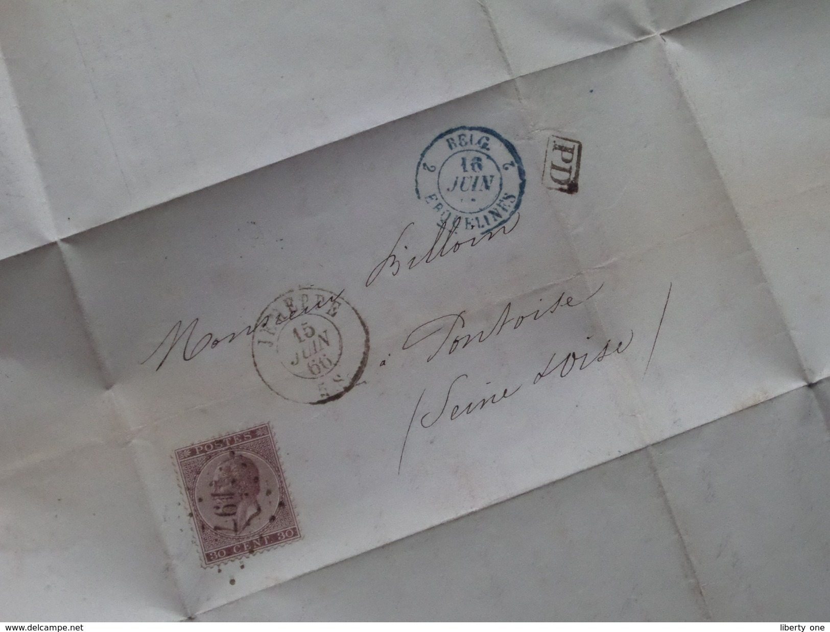 Brief 1866 Van Hauts-Fourneaux USINES & CHARBONNAGES De SCLESSIN > ONTOISE France : Stamp Jemeppe & Erquelines ! - Privées & Locales [PR & LO]