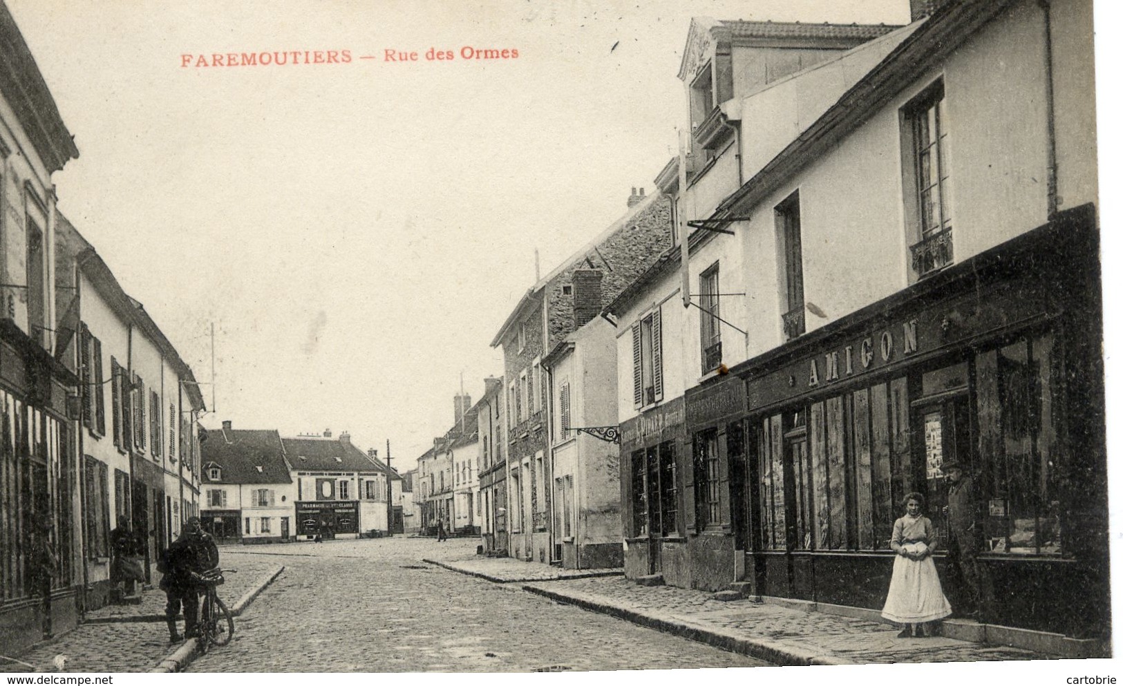 77 FAREMOUTIERS - Rue Des Ormes - Animée, Magasin AMIGON - Faremoutiers