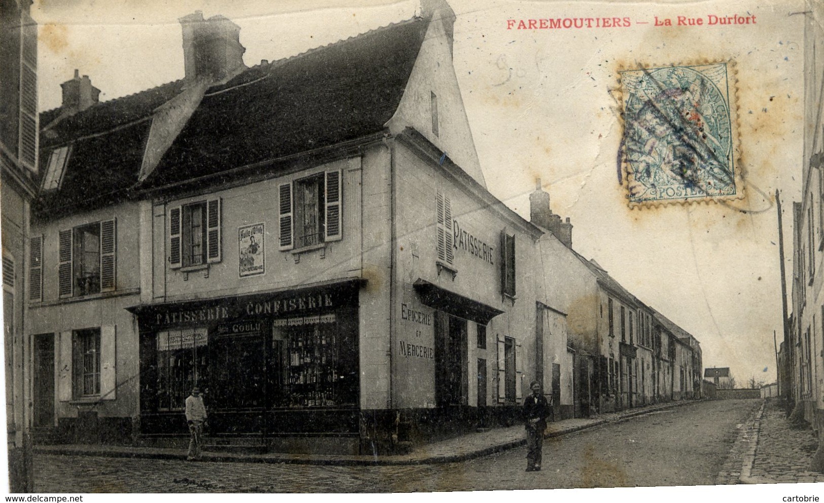 77 FAREMOUTIERS - La Rue Durfort - Animée, Pâtisserie Confiserie - Faremoutiers