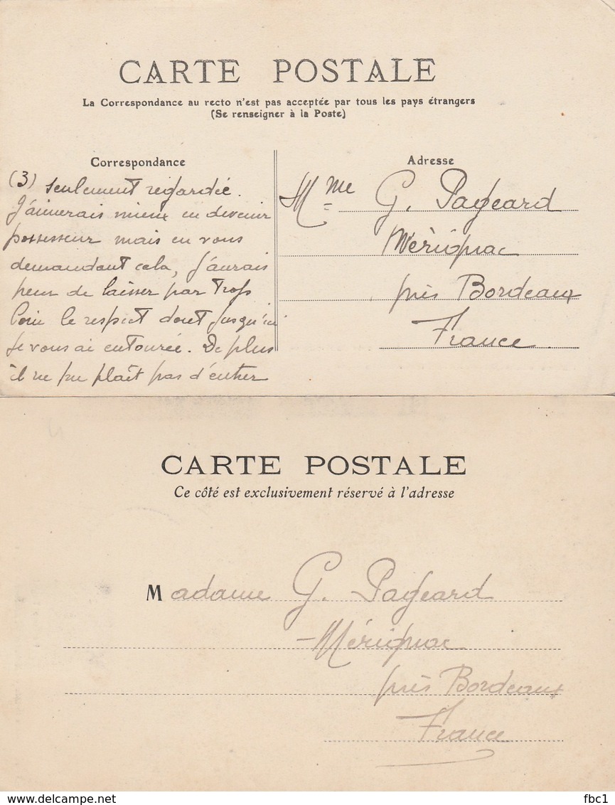 Indochine - CaD Ninh Hoa Annam 1907 - Lot De Deux Cartes Postales Vers Mérignac - Briefe U. Dokumente