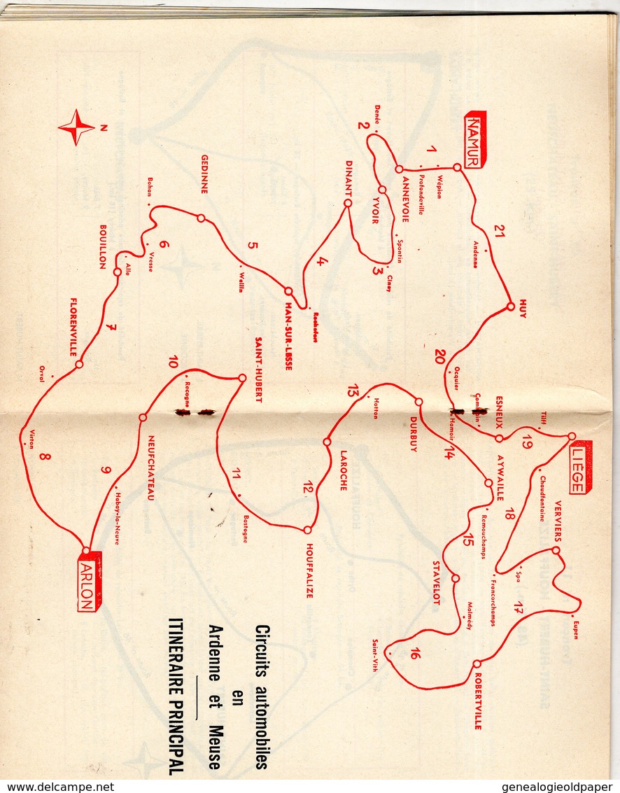 BELGIQUE - LIVRET CIRCUITS TOURISTIQUES EN ARDENNE ET MEUSE- 1962-NAMUR-ANNEVOIE-YVOIR-DINANT-HAN LESSE-GEDINNE-BOUILLON