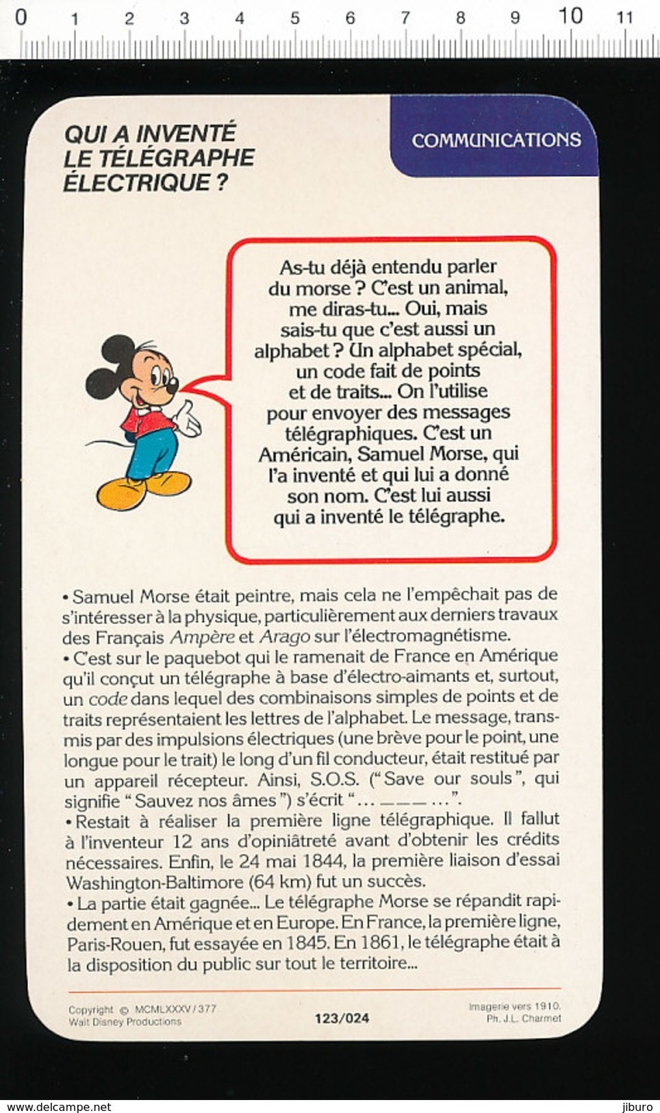 Fiche Disney Humour Invention Du Télégraphe électrique Samuel Morse /  IM 01/D-2 - Unclassified