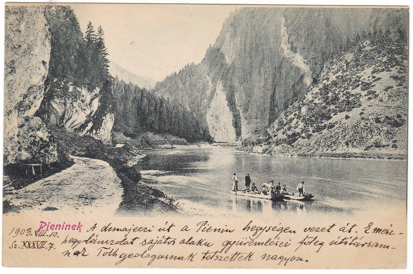 # 8529 Poland & Slovakia, Pieninek Postcard Written Unused 1903: With Boat On The River Dunajec, Mountains - Polen