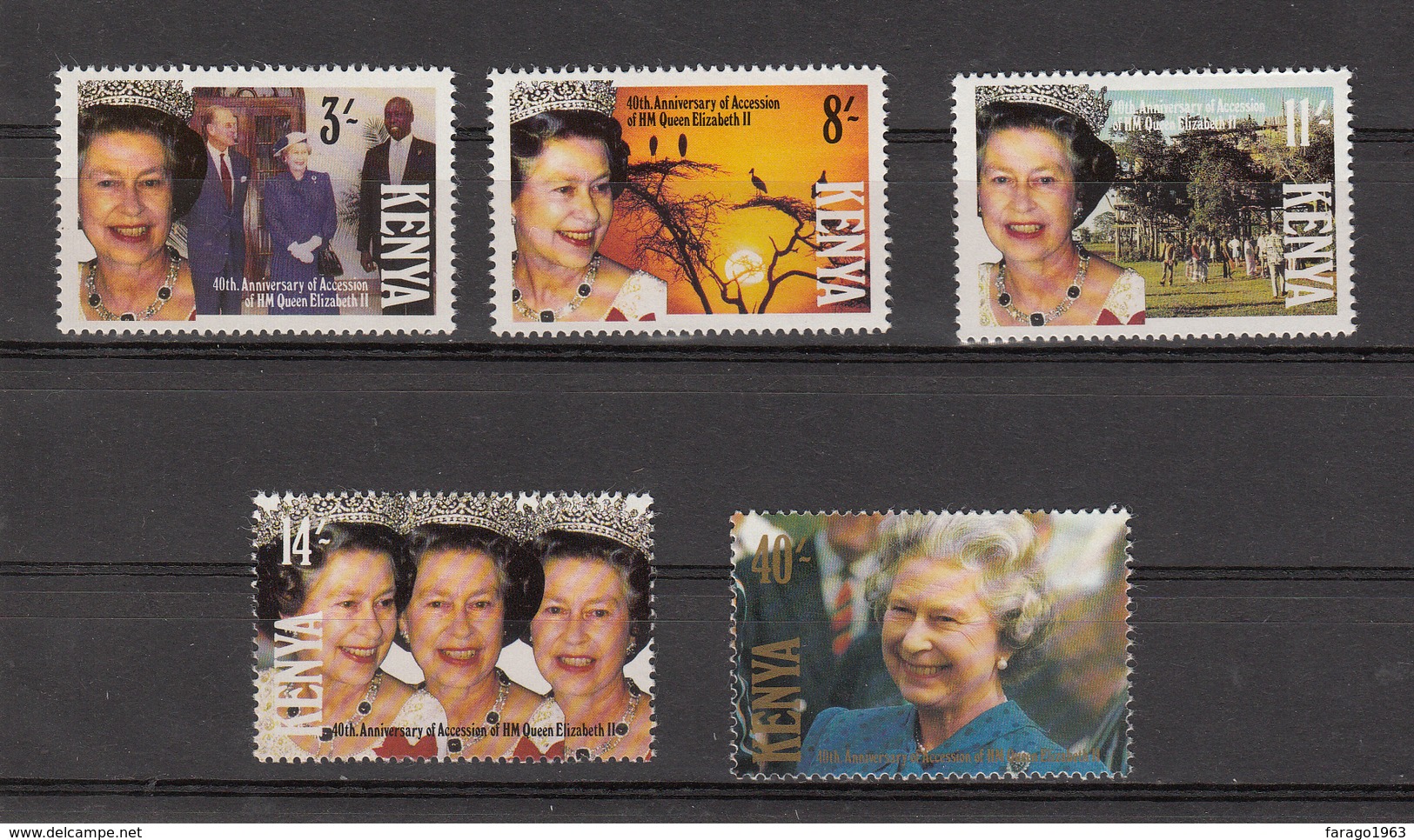 1992 Kenya QEII Accession Royalty Complete Set Of 5 MNH - Kenya (1963-...)