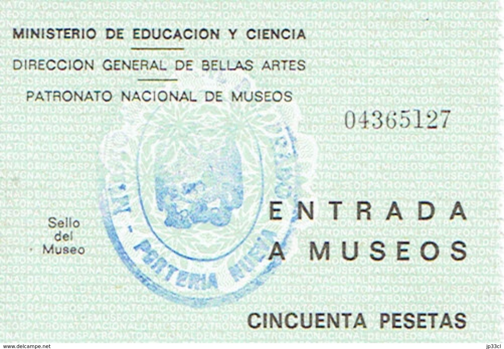 Ancien Ticket D'entrée Entrada A Museos Au Musée Du Prado (Madrid) Vers 1970 - Toegangskaarten