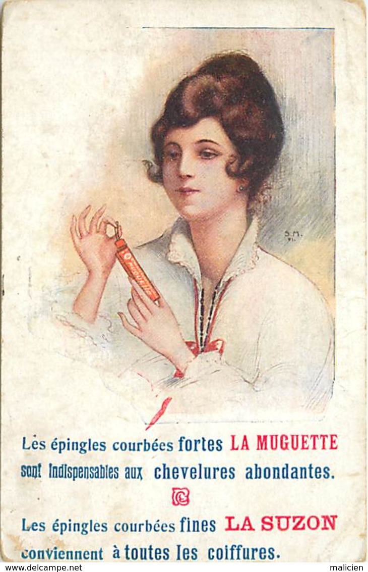 - Thèmes -ref-A502- Publicite Epingles La Muguette Et La Suzon - Couture - Metiers - Illustarteur S.m.- Illustateurs - - Publicité