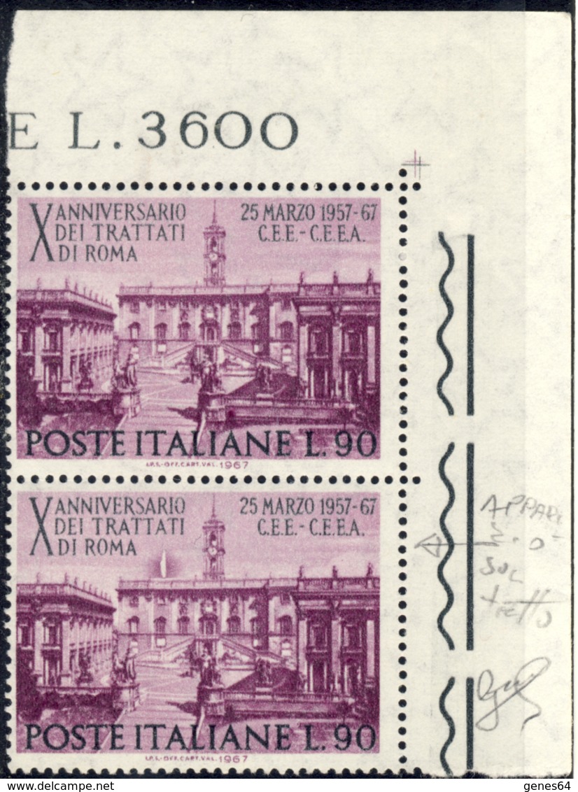 Varieta' "Madonna Sul Tetto" Su Coppia Lire 90 Trattati Di Roma MNH** (vedi Descrizione) Signed G.Biondi 2 Immagini - Errors And Curiosities