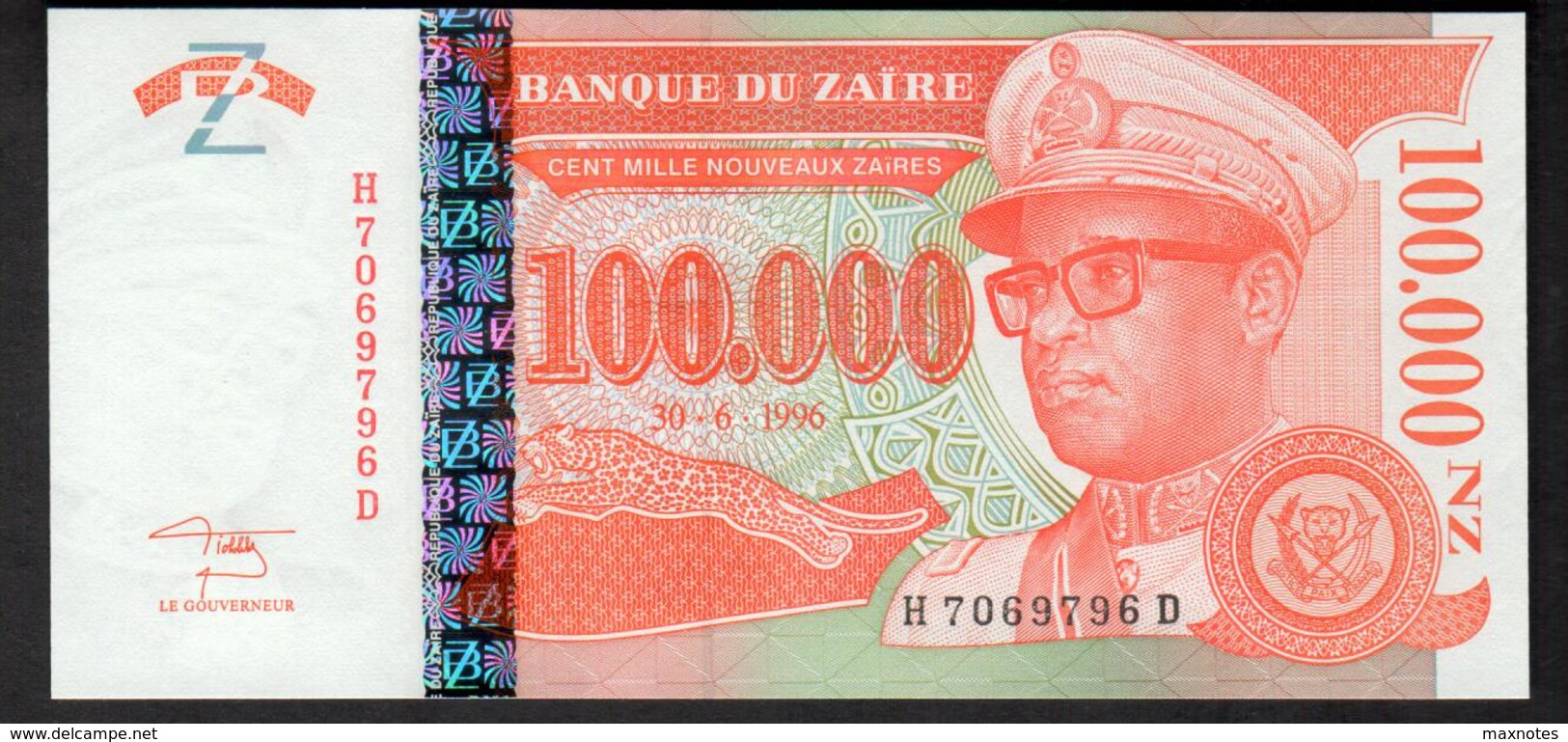 ZAIRE : 100.000 Noveau  Zaires - P76 - UNC - Zaire