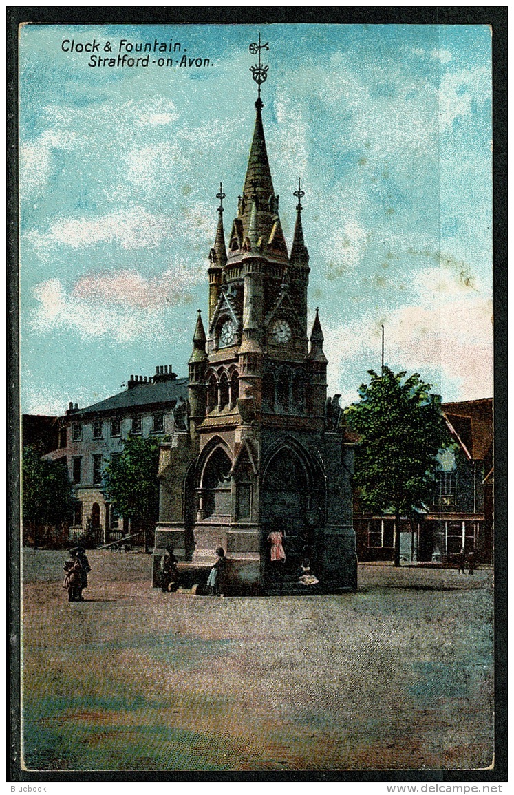 RB 1203 -  Early Postcard - Clock &amp; Fountain - Stratford-on-Avon Warwickshire - Stratford Upon Avon
