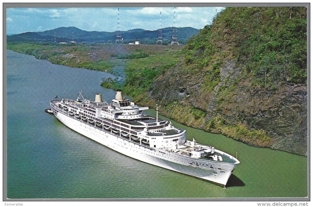 CP  FF-613- M.V. ORIANA,large Tourist Liner,passing Trough Gaillard Cut Of The  Panama Canal .  Non Circulé - Dampfer