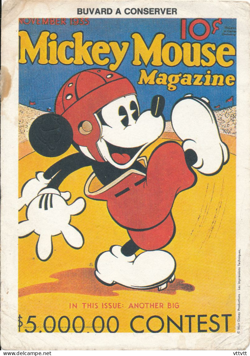 ANCIEN BUVARD :  Walt Disney, Mickey Mouse Magazine, In This Issue Another Big, Baseball - Kino & Theater