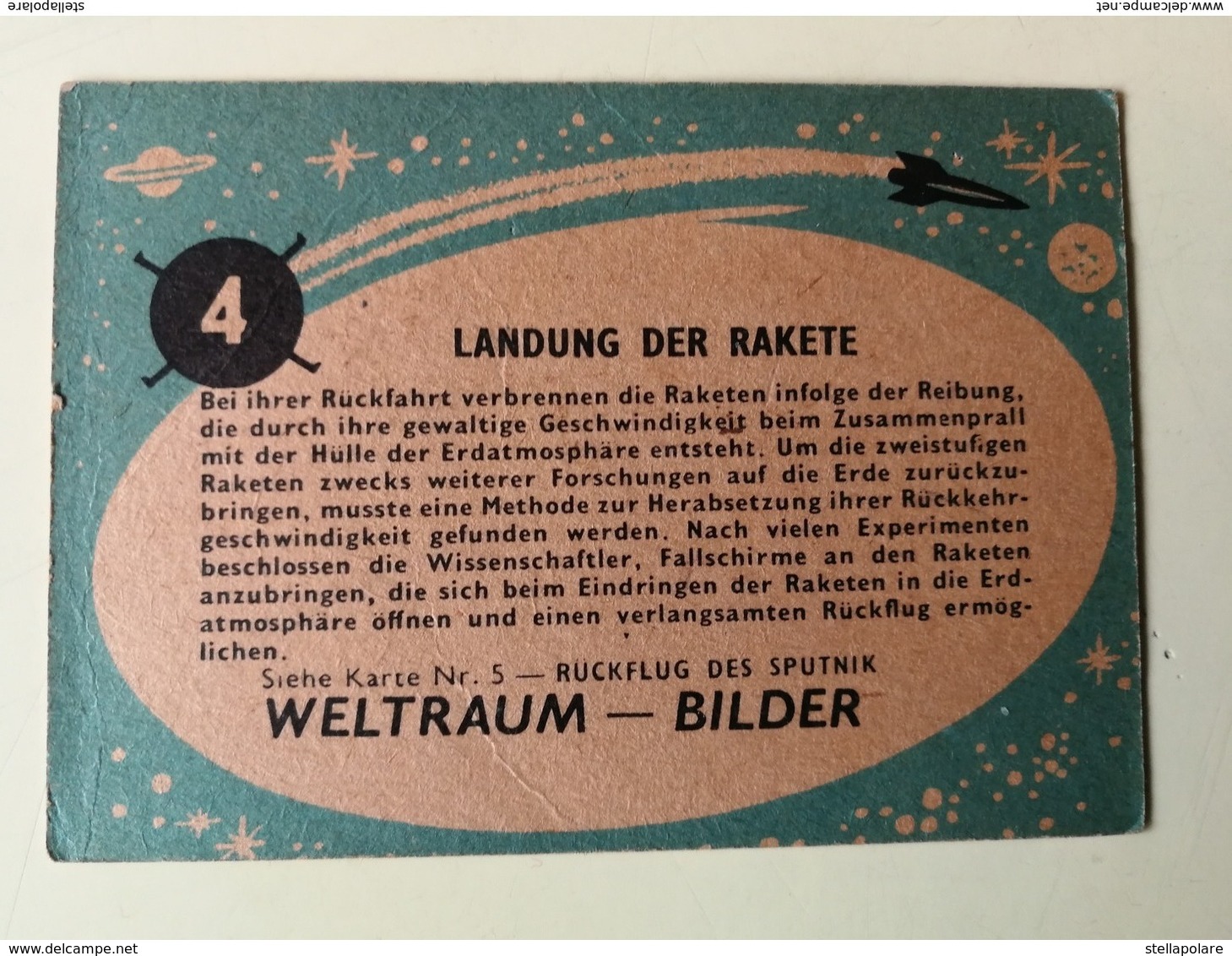 RARE GERMAN TEXT VERSION TOPPS SPACE CARD  # 5 ORIGINAL BUBBLE GUM CARD - SPACE SCI -FI UFO OVNI SOUCOUPE - Other & Unclassified