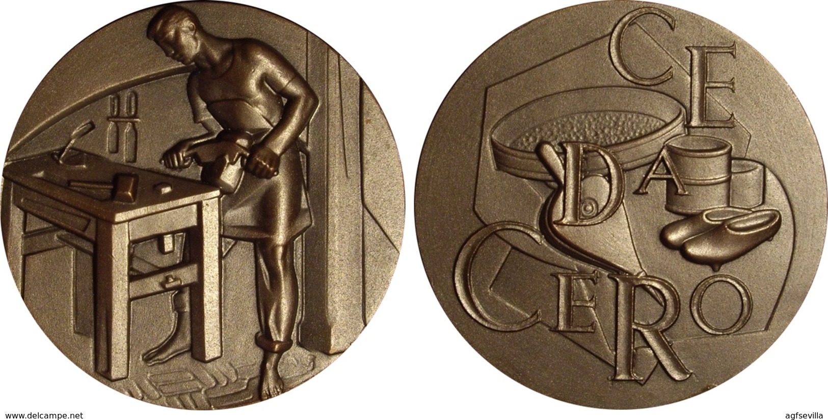 ESPAÑA. MEDALLA DE LA F.N.M.T. DE LA SERIE OFICIOS TITULADA CEDACERO. 1.957. ESPAGNE. SPAIN MEDAL - Professionnels/De Société