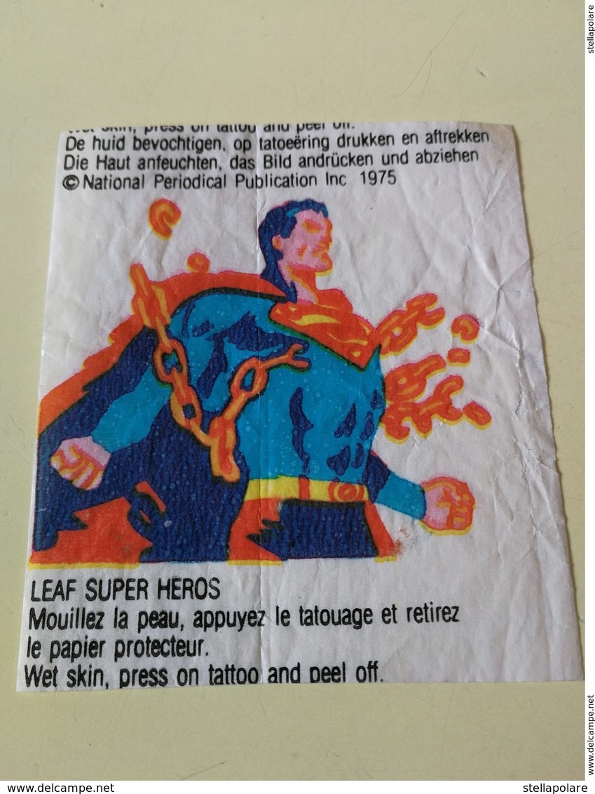 VINTAGE 1975 SUPERMAN LEAF BUBBLE GUM WAX WRAPPER TATTOO - Other & Unclassified