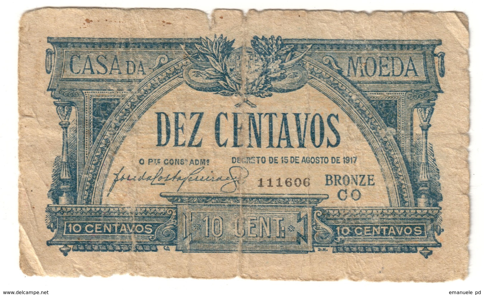 Portugal 10 Centavos 1917 - Portogallo