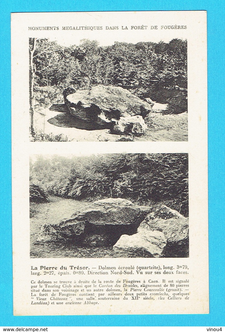 CPA FOUGERES Monuments Mégalithiques Dans La Forêt La Pierre Du Trésor 35 Ille Et Vilaine Dolmen Menhir - Fougeres