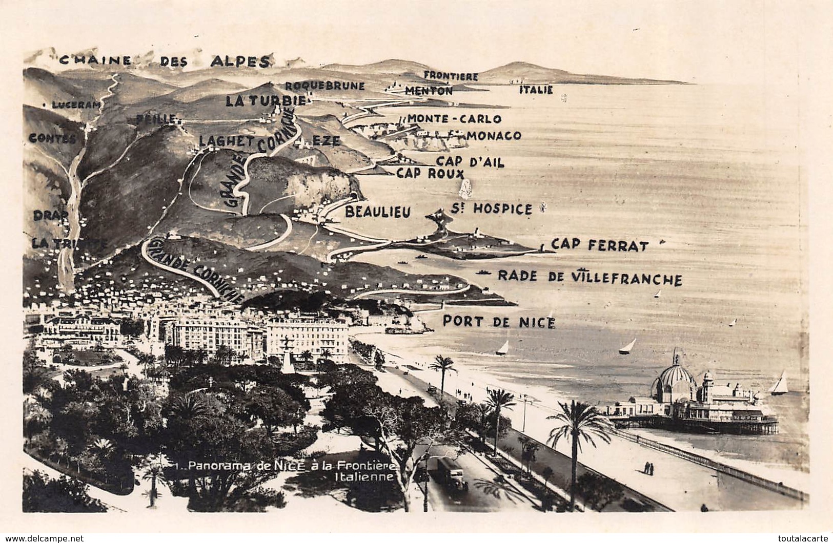 CPA 06 PANORAMA DE NICE A LA FRONTIERE ITALIENNE - Cartas Panorámicas