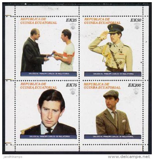 13431 Equatorial Guinea 1977 Prince Charles Perf Set Of 4 Unmounted Mint, Mi 1223-26A - Royalties, Royals