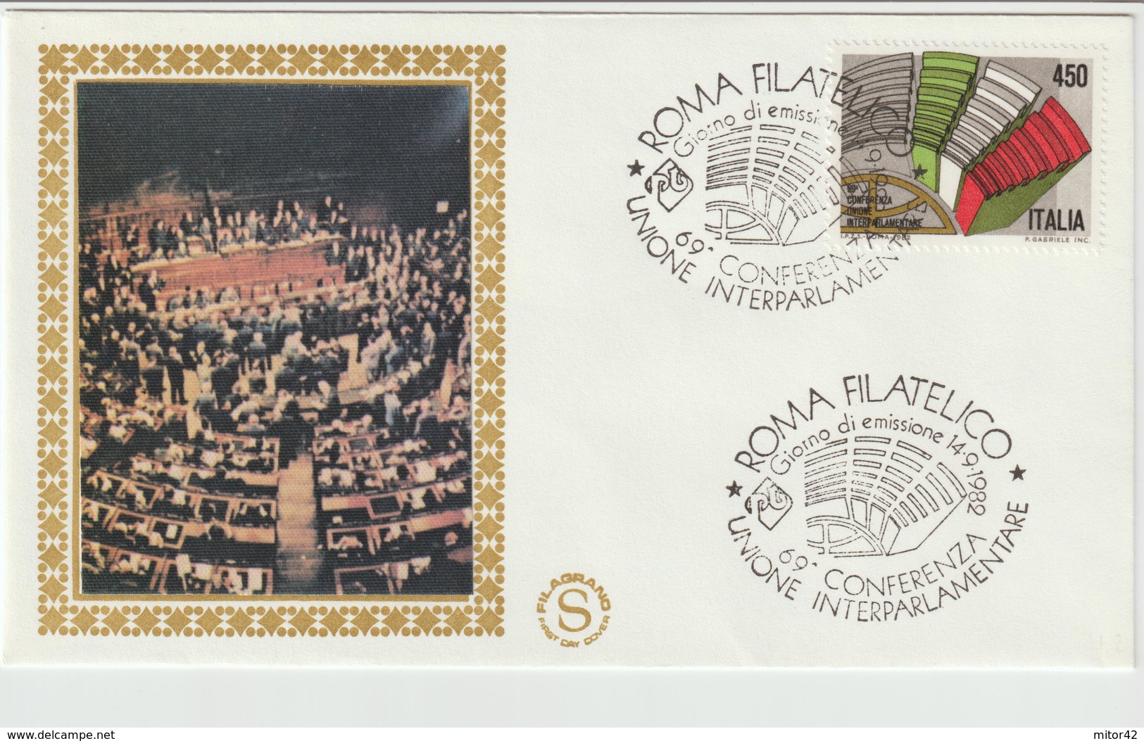 352-Storia Postale-Marcofilia-Tema:Conferenza Interparlamentare-Annullo Speciale Roma 1982 Su F.D.C.Filagrano - 1981-90: Storia Postale