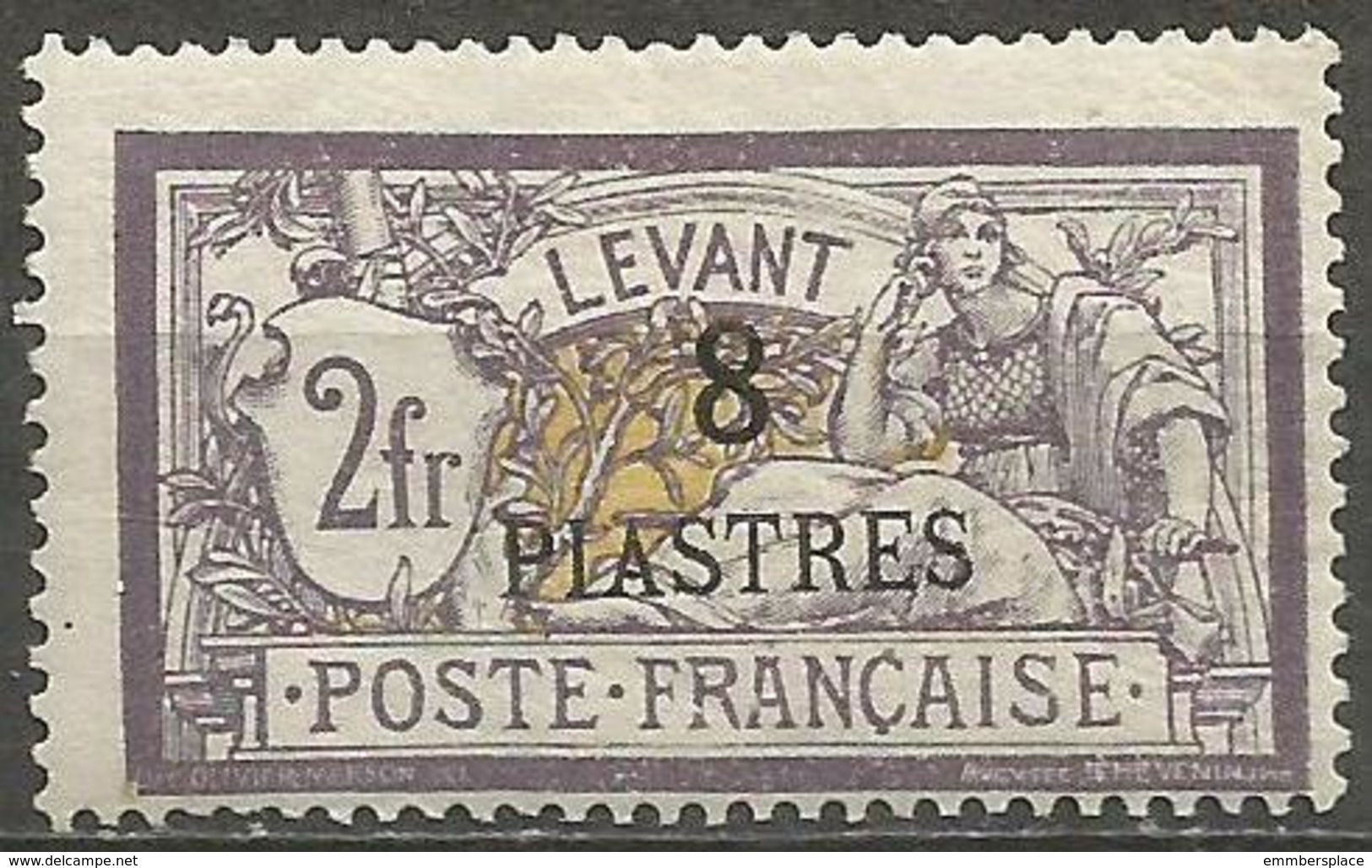 Levant - 1902 Merson 8pi/2fr MH *   Mi 21  Sc 37 - Unused Stamps